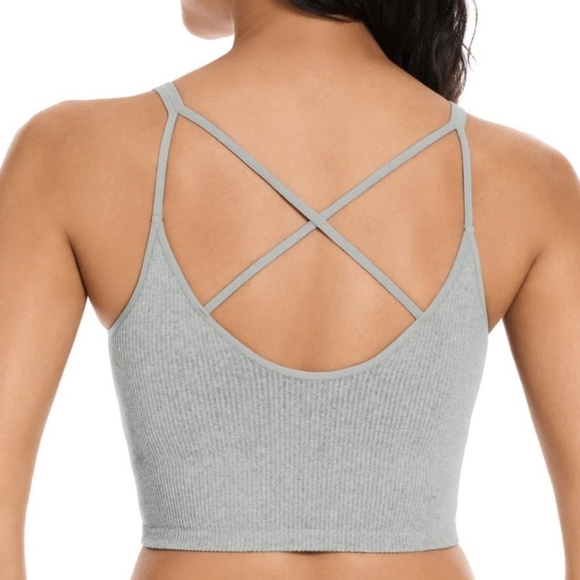 Lemon Set Of 2 Ribbed Yoga Bras Women's Size Small Grey Black Seamless NWOT - Picture 5 of 12